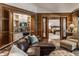 Cozy sitting area with leather furniture and built-in bar at 5101 Green Braes E Dr, Indianapolis, IN 46234