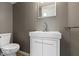 Modern powder room featuring a stylish vanity and a clean, compact design at 5420 Mcfarland Rd, Indianapolis, IN 46227