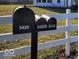 Multiple black mailboxes with white numbering displayed along a white fence in front of a home at 5420 Mcfarland Rd, Indianapolis, IN 46227