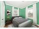 Bright bedroom with green walls and natural light at 5630 Winthrop Ave, Indianapolis, IN 46220
