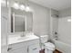 Clean bathroom with a bathtub, shower, and updated vanity at 6207 Preserve Way, McCordsville, IN 46055