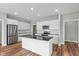 Modern kitchen with white cabinets, granite countertops, and stainless steel appliances at 6207 Preserve Way, McCordsville, IN 46055