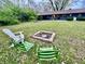 Spacious backyard featuring a fire pit with Adirondack chairs, perfect for outdoor entertaining and gatherings at 6220 Dean Rd, Indianapolis, IN 46220