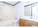 Bathroom with white walls and toilet, with a vanity with light wood cabinets at 9222 W State Road 38, Lapel, IN 46051