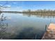 Scenic view of a calm pond with a partly visible dock under a clear sky at 14565 Geist Ridge Dr, Fishers, IN 46040