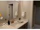 Bathroom featuring granite countertops, modern fixtures, a neutral color scheme, and a shower with a curtain at 2212 Galleone Way, Plainfield, IN 46168