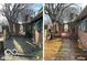 Updated wooden deck with brick pillars; before and after view showcases the renovated space at 252 Ringwood Way, Anderson, IN 46013