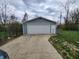 Detached garage with white door and concrete driveway at 3513 N Layman Ave, Indianapolis, IN 46218