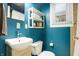Stylish bathroom with turquoise walls, modern fixtures, and ample lighting at 4616 Carrollton Ave, Indianapolis, IN 46205