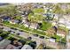 Aerial view of the neighborhood featuring well-maintained lawns and tree-lined streets at 550 Trowbridge St, Indianapolis, IN 46203