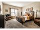 A bedroom with carpet features a large bed, television, dresser, and windows with natural light at 10917 Hunter Lake Ln, Indianapolis, IN 46239
