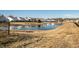 A neighborhood pond is surrounded by well-maintained homes with a manicured lawn in a peaceful community setting at 10917 Hunter Lake Ln, Indianapolis, IN 46239