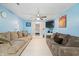 Bright living room with light blue walls and comfy sofas at 1743 Sparrow Ave, Indianapolis, IN 46227
