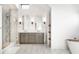 Spa-like bathroom with double vanity, large shower, and soaking tub at 2301 Nowland Ave, Indianapolis, IN 46201
