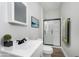 Clean bathroom with a sleek vanity, modern shower, and a minimalist design aesthetic at 3102 N Arsenal Ave, Indianapolis, IN 46218