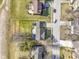 Aerial view showcasing home's backyard, patio, and neighborhood setting at 956 Dorchester Dr, Noblesville, IN 46062