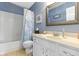 Clean bathroom with white vanity and tiled floor at 956 Dorchester Dr, Noblesville, IN 46062