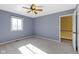Spacious bedroom with ceiling fan and window at 956 Dorchester Dr, Noblesville, IN 46062