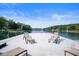 Relax on the dock with lounge chairs, and enjoy panoramic views of the tranquil lake at 10841 W Grandview Dr, Columbus, IN 47201