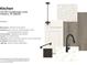 Sample countertop, cabinet, lighting, hardware and flooring choices are shown at 15135 Covebrook Ln, Fishers, IN 46037