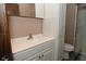 Bathroom with white vanity, toilet, and glass shower at 3301 Timberbrook Ct, Danville, IN 46122