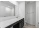 Bathroom featuring large mirror and long vanity with storage at 349 N Post Oak Dr, Mooresville, IN 46158