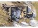 Aerial view showcases the property with a pool, patio, lush landscaping, and a well-maintained yard at 5030 Nightshade Ln, Noblesville, IN 46062