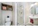 Bathroom features a glass door shower and modern fixtures at 5030 Nightshade Ln, Noblesville, IN 46062