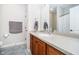 Bathroom featuring single sink vanity, and shower tub with curtain at 5030 Nightshade Ln, Noblesville, IN 46062