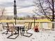 Deck with table and chairs, offering a view of the backyard at 5299 Carnoustie Cir, Avon, IN 46123