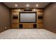 Entertainment room features built-in shelving and a large screen for cinematic viewing at 7341 Washington Blvd, Indianapolis, IN 46240