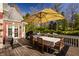 Outdoor dining area on a wooden deck, perfect for summer meals at 7341 Washington Blvd, Indianapolis, IN 46240