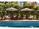 Relaxing poolside seating with umbrellas, perfect for enjoying sunny days at 7341 Washington Blvd, Indianapolis, IN 46240