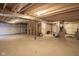 Unfinished basement with framing and utilities at 453 Gathering Ln, Greenwood, IN 46143