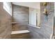 Modern bathroom with double vanity and shower at 6559 Seabiscuit Rd, Whitestown, IN 46075