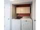 Convenient laundry room featuring modern washer and dryer and ample storage at 12643 Feldspar Rd, Indianapolis, IN 46236