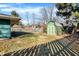 Spacious backyard with a storage shed and a wood fence providing a private outdoor space at 1442 Northbrook Dr, Indianapolis, IN 46260