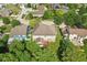 Aerial view showcases a backyard, including the patio and lush lawn, ideal for outdoor enjoyment at 18725 Wychwood Pl, Noblesville, IN 46062
