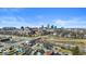 Panoramic aerial view showcasing the city skyline and a charming neighborhood below on a sunny day at 625 Sanders St, Indianapolis, IN 46203