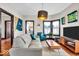 Cozy living room with a comfortable sofa, colorful decor, and natural light at 625 Sanders St, Indianapolis, IN 46203