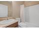 Neat bathroom with shower/tub combo and updated vanity at 7710 Silver Moon Way, Indianapolis, IN 46259