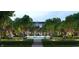 Community courtyard with fire pits, fountain, and seating areas at 9891 Sunbranch Dr, Carmel, IN 46290