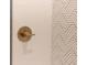 Modern gold shower faucet and geometric tile detail in a contemporary bathroom at 1523 Marlowe Ave, Indianapolis, IN 46201