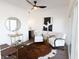 Modern sitting area with two white armchairs and a cowhide rug at 1523 Marlowe Ave, Indianapolis, IN 46201