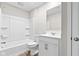 Main bathroom with a shower/tub combo, toilet and vanity at 16930 Cole Evans Dr, Noblesville, IN 46060