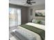 Bedroom featuring sliding glass doors and green accents at 2426 S Holt S Rd, Indianapolis, IN 46241