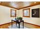 Charming office features wood floors, trim and ceiling, and bright natural light at 1307 W 161St St, Westfield, IN 46074