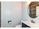 Charming bathroom with rustic wood accent wall and modern sink at 1324 Trailside Dr, Greenwood, IN 46143