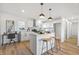 Modern kitchen with white cabinets, island, and stainless steel appliances at 3052 S Fielding Rd, New Palestine, IN 46163