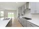 Modern kitchen with gray cabinets, stainless steel appliances, and a large island at 6322 Stone Side Dr, Plainfield, IN 46168